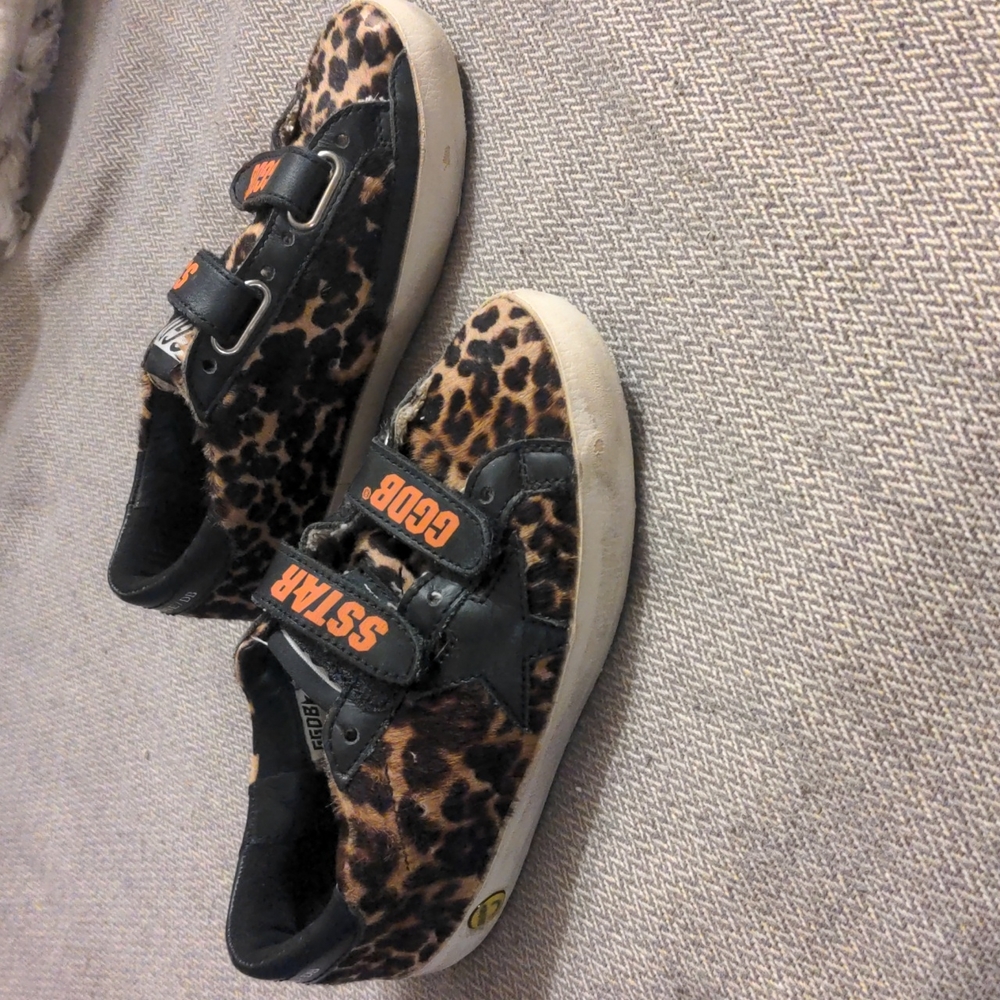 Kids Golden Goose Leopard Print Sneaker Size 28